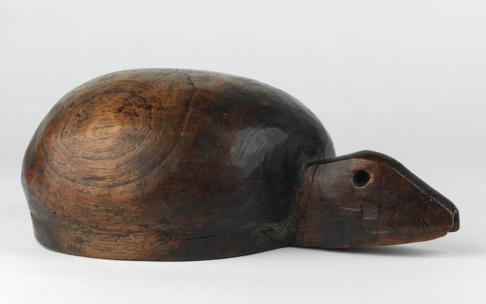 Wooden turtle effigy bowl.